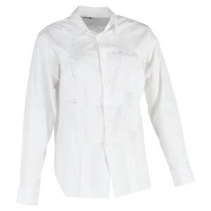 Pre Loved Comme Des Garcons Vintage Layered ButtonDown Shirt Women white | ecru